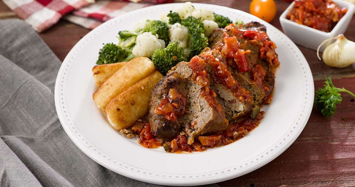 Bacon Cheeseburger Meatloaf with Yuca Fries