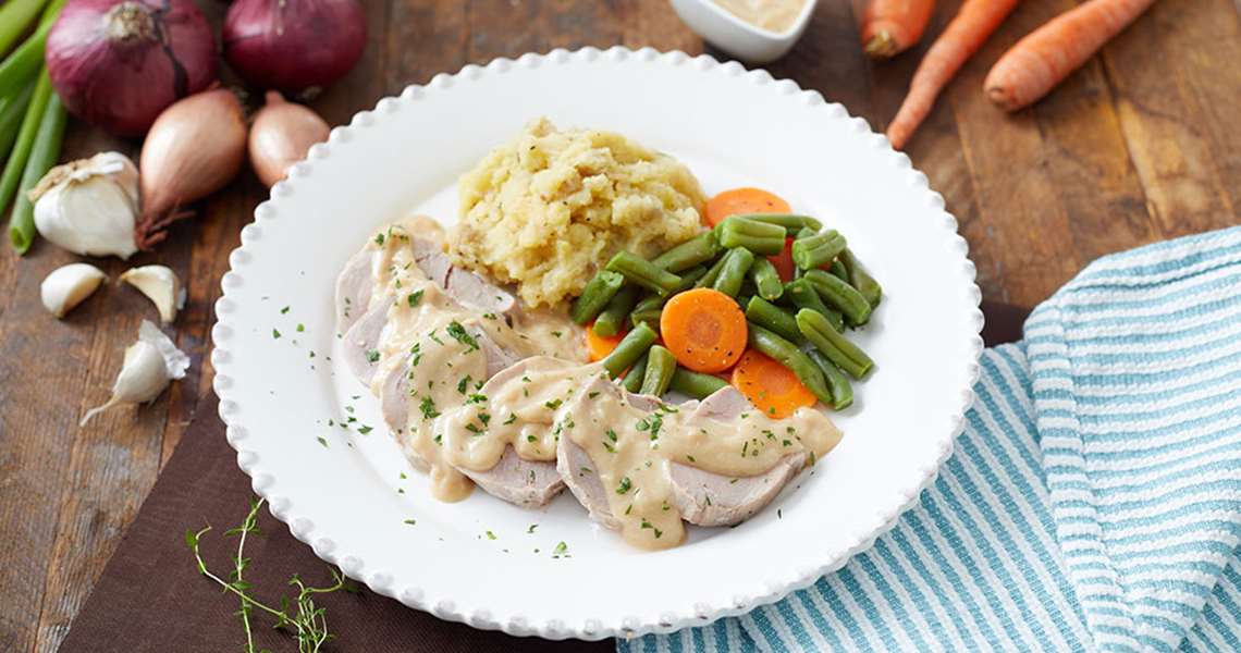 Pork Tenderloin with Country Style Gravy & Mashed Potatoes