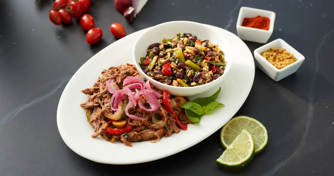 Beef Ropa Vieja with Collard Green Congri