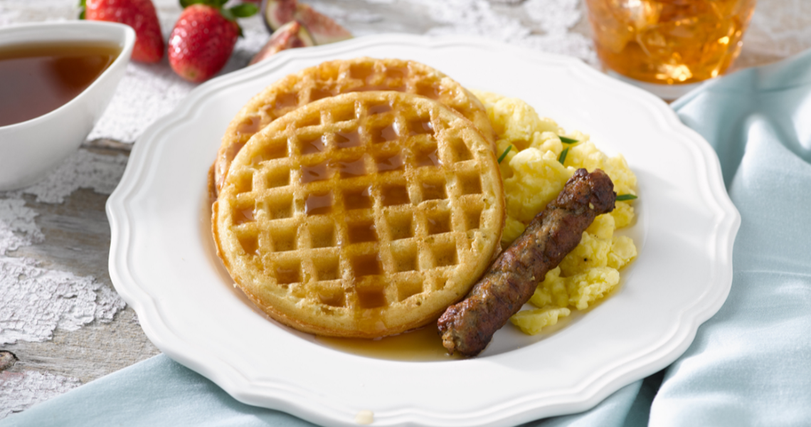 Homestyle Waffles with Scrambled Eggs